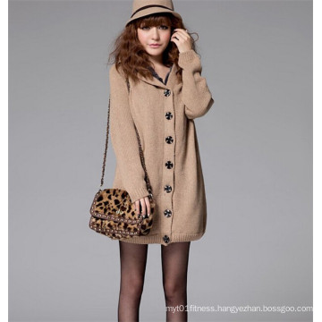 Fashion Winter Jacket Girl Long Sleeve Knit Fur Hooded Sweater Coat